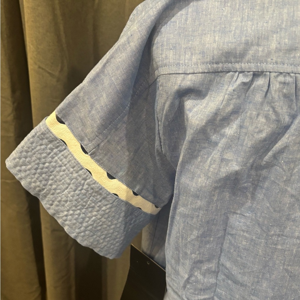 NWT Tuckernuck Chambray Cornelia Dress Blue Small MISSING Belt Mini Linen Blend - Picture 11 of 15